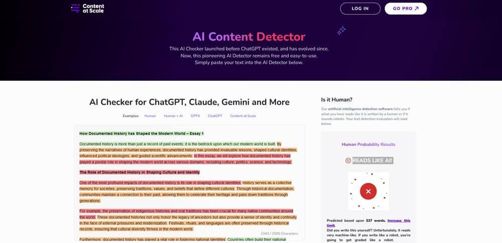 Content at Scale AI content score