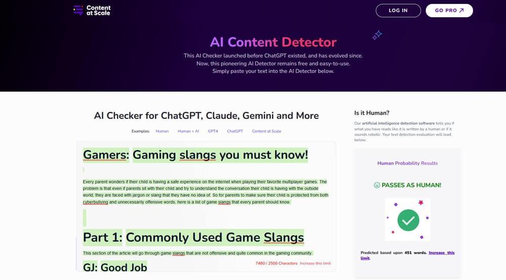 Content at Scale human content score