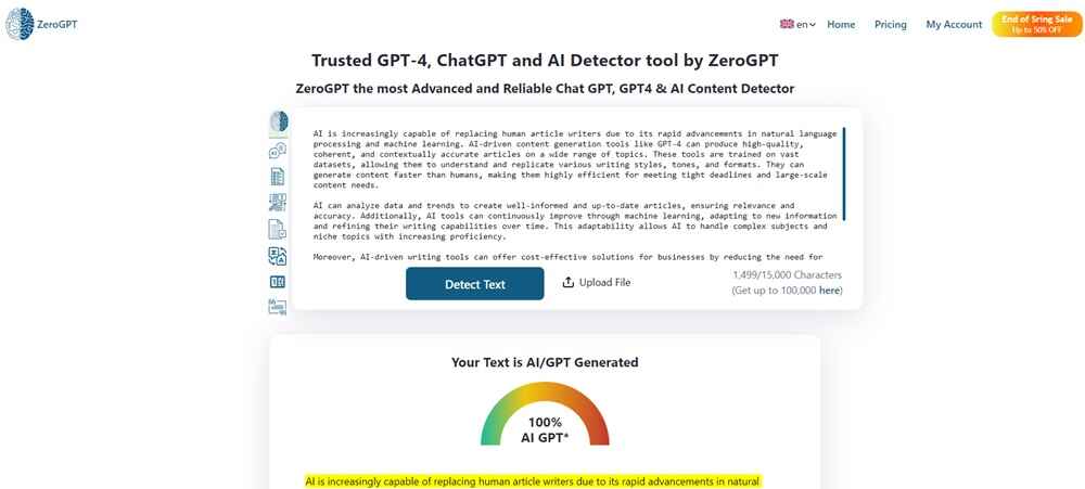 ChatGPT score on ZeroGPT