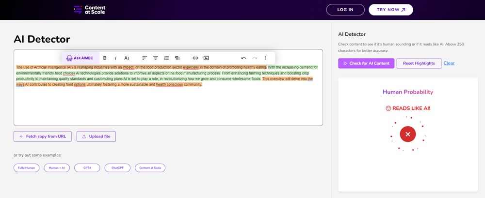 Content at Scale AI detector