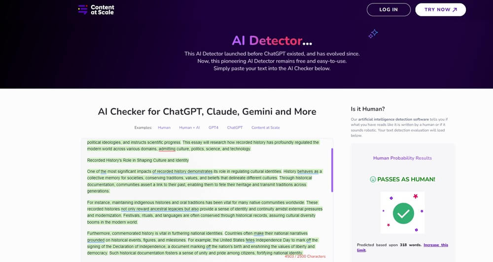 Content at Scale AI score for TextGo AI