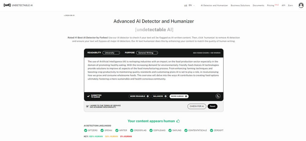 Undetectable AI detector